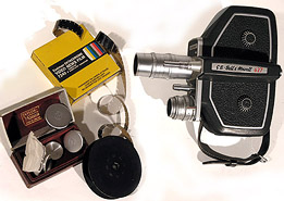 Cine Camera with lenses and Film.